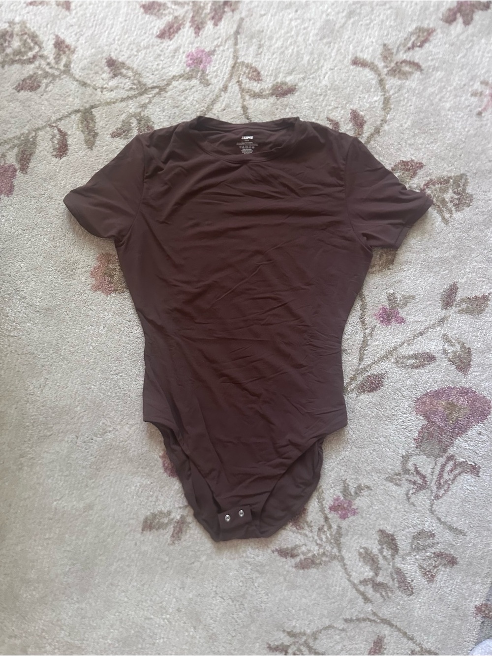 SKIMS Kids Short-Sleeve One-Piece Bodysuit in Brown